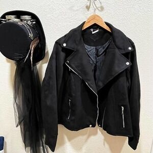 JouJou Vegan Bonded Suede Moto Jacket NWT